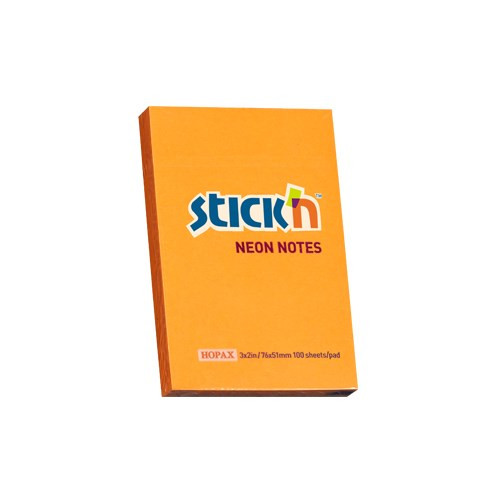 Öntapadós jegyzettömb STICK'N 76x51mm neon narancs 100 lap