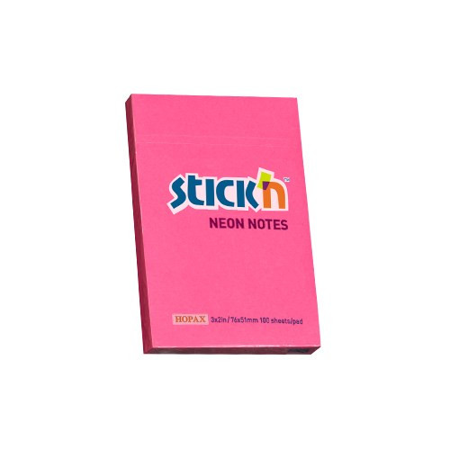 Öntapadós jegyzettömb STICK'N 76x51mm neon pink 100 lap