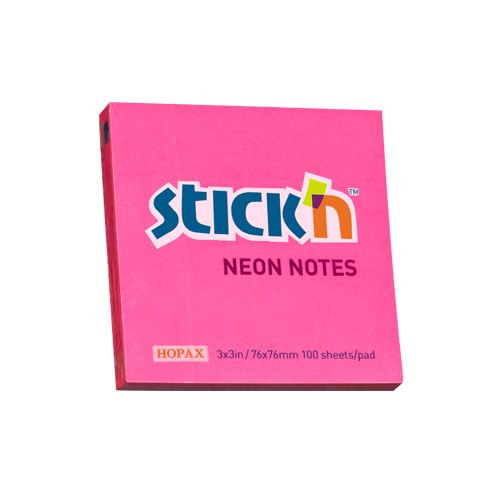 Öntapadós jegyzettömb STICK'N 76x76mm neon pink 100 lap