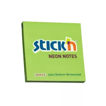   Öntapadós jegyzettömb STICK'N 76x76mm neon zöld 100 lap