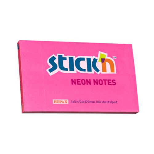 Öntapadós jegyzettömb STICK'N 76x127mm neon pink 100 lap