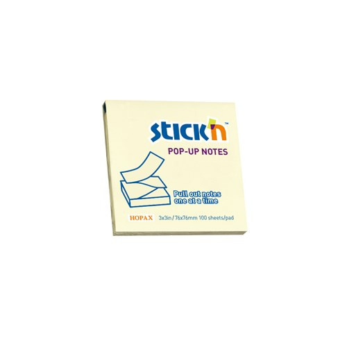 Öntapadós jegyzettömb STICK'N 76x76mm z-hajtott sárga 100 lap