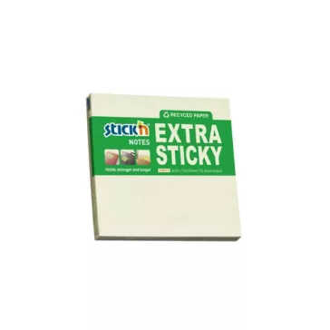   Öntapadós jegyzettömb STICK'N extra erős 76x76mm újrahasznosított pasztell sárga 90 lap