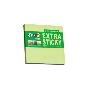   Öntapadós jegyzettömb STICK'N extra erős 76x76mm újrahasznosított pasztell zöld 90 lap