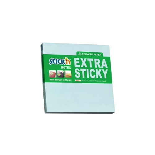 Öntapadós jegyzettömb STICK'N extra erős 76x76mm újrahasznosított pasztell kék 90 lap