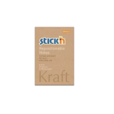   Öntapadós jegyzettömb STICK'N Kraft notes 76x51mm újrahasznosított natúr barna 100 lap