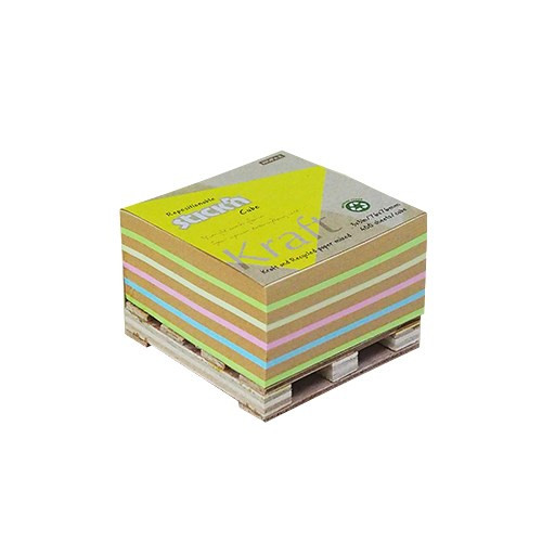 Öntapadós jegyzettömb STICK'N Kraft cube 76x76mm mini raklapos mix 400 lap