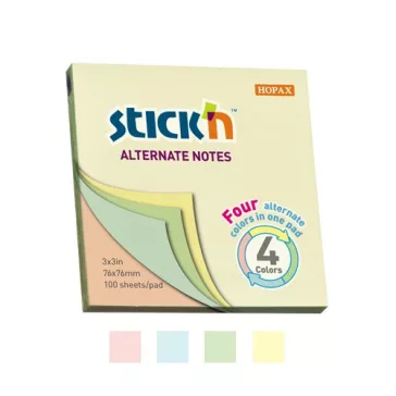   Öntapadós jegyzettömb STICK'N 76x76mm pasztell mix 100 lap