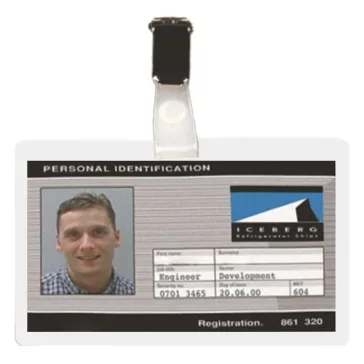   Névjegykitűző DJOIS önlamináló 104x74 mm átlátszó 25 darabos