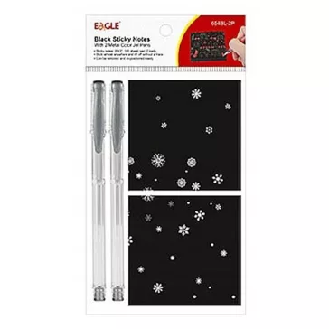   Öntapadós jegyzettömb szett EAGLE 75x75mm fekete 2db öntapadós jegyzettömb 2db ezüst tollal