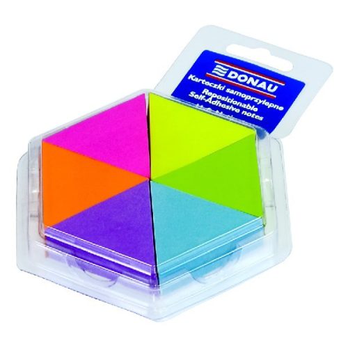 Öntapadós jegyzettömb DONAU 43x50 mm 6x150 lap háromszög forma vegyes neon színek