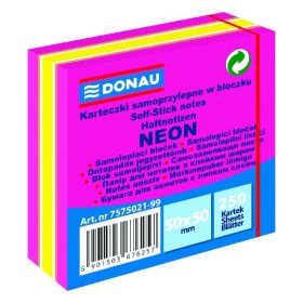   Öntapadós jegyzettömb DONAU 50x50 mm 250 lap vegyes neon színek rózsaszín