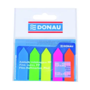  Oldaljelölő DONAU nyíl forma 12x45 mm PP vegyes neon szín 5x25 lap