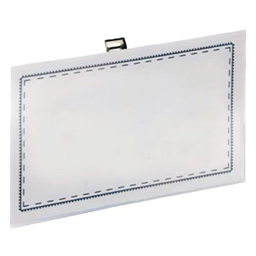 Névjegykitűző tűs csiptetős YANDA 54x90mm kemény 50 darabos