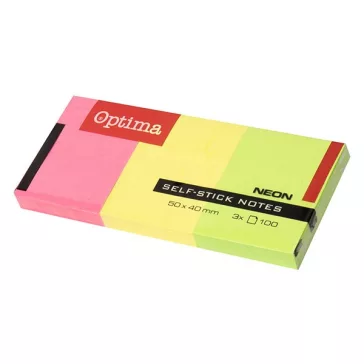 Öntapadós jegyzet OPTIMA 38x51mm neon 3x100 lap