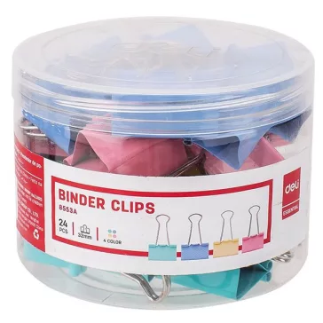 Binder csipesz DELI 32 mm színes 24 darabos