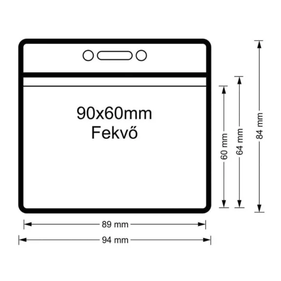 Azonosítókártya tartó Vinyl tasak 90x60mm fekvő áttetsző
