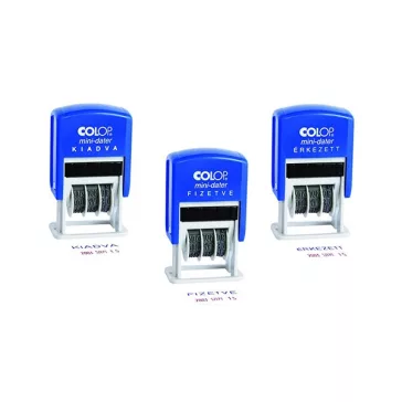   Bélyegző dátum COLOP S160L Kiadva kék ház dátum piros-kék felirat