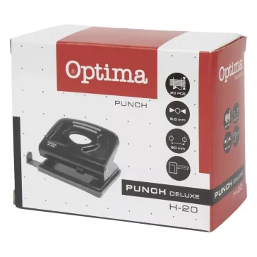Lyukasztó OPTIMA H-20 2 lyukú fém 20 lap fekete