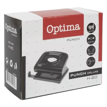 Lyukasztó OPTIMA H-20 2 lyukú fém 20 lap fekete