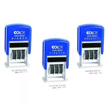   Bélyegző dátum COLOP S160L Fizetve kék ház dátum piros-kék felirat
