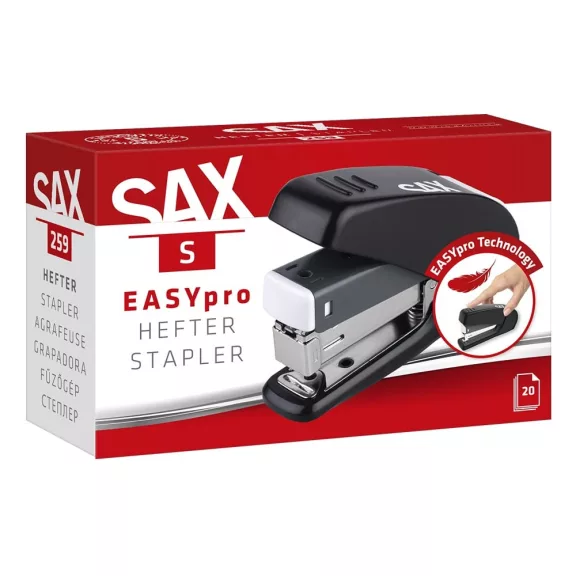 Tűzőgép SAX 259 S Easypro 20 lap 24/6-26/6 fekete Tűzőgép SAX 259 S Easypro 20 lap 24/6-26/6 fekete