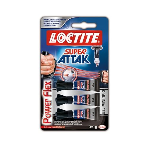Pillanatragasztó HENKEL Loctite Super Attack Power Flex mini trio 1 g