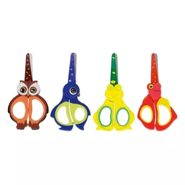   Olló iskolai FIORELLO GR-1508 kerekített acél él 13cm állatos