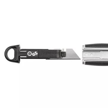   Univerzális vágókés WEDO 18 mm biztonsági 13,6 cm fém test gumi fogórész fém sínnel szürke rövid pengével