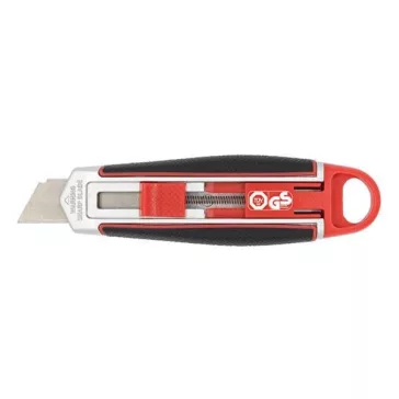   Univerzális vágókés WEDO 18 mm biztonsági 13,6 cm fém test gumi fogórész fém sínnel piros rövid pengével