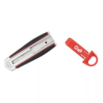  Univerzális vágókés WEDO 18 mm biztonsági 13,6 cm fém test gumi fogórész fém sínnel piros rövid pengével