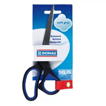 Olló irodai DONAU Soft Grip 16,5cm fekete-kék