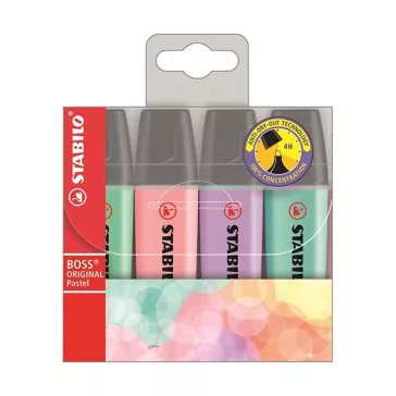 Szövegkiemelő készlet STABILO Boss pasztell 4 darabos