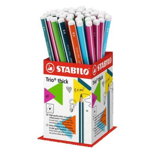 Grafitceruza display STABILO Trio HB háromszögletű vastag 48 darabos