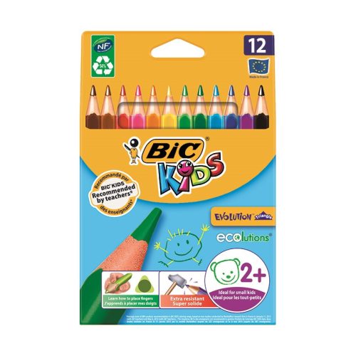 Színes ceruza BIC Kids Evolution háromszögletű környezetbarát 12 darabos