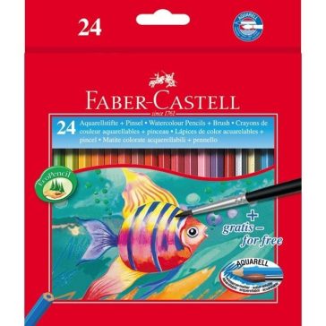   Színes ceruza FABER-CASTELL Aquarell hatszögletű 24 darabos+ecset
