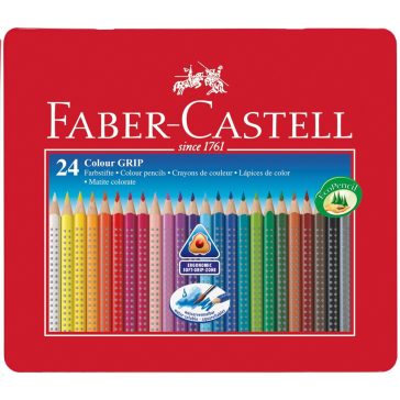   Színes ceruza FABER-CASTELL Grip háromszögletű fémdobozos 24 darabos
