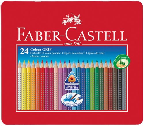 Színes ceruza FABER-CASTELL Grip háromszögletű fémdobozos 24 darabos