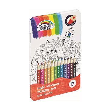   Színes ceruza FIORELLO háromszögletű fémdobozos 12 darabos