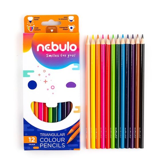 Színes ceruza NEBULO háromszögletű 12 darabos