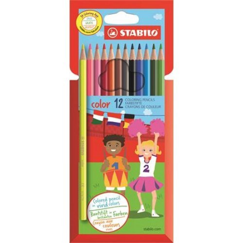 Színes ceruza STABILO Color Swano hatszögletű 12 darabos