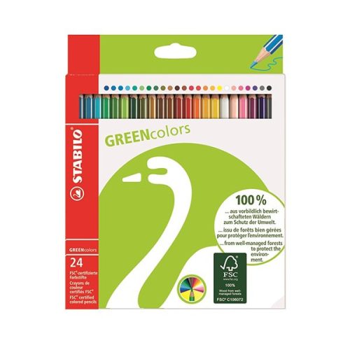 Színes ceruza STABILO Greencolors hatszögletű környezetbarát 24 darabos