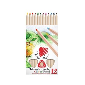   Színes ceruza ICO Süni háromszögletű vastag natúr fa 12 darabos