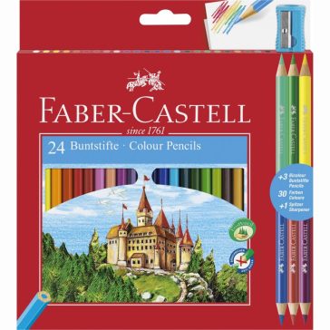   Színes ceruza FABER-CASTELL hatszögletű 24 darabos+ 3 db kétvégű színes ceruza