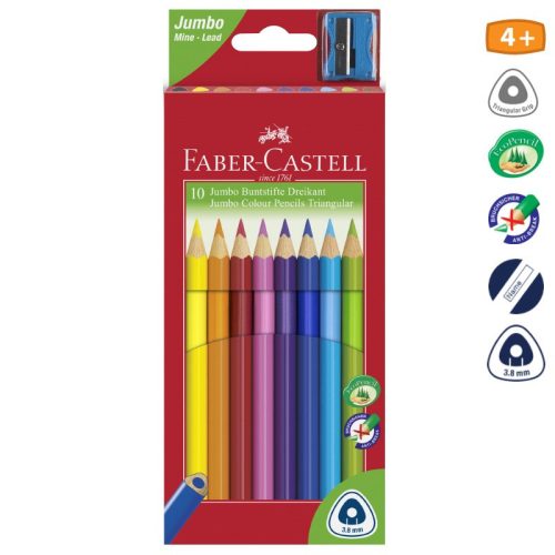 Színes ceruza FABER-CASTELL Junior háromszögletű 10 darabos