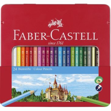   Színes ceruza FABER-CASTELL hatszögletű fémdobozos 24 darabos