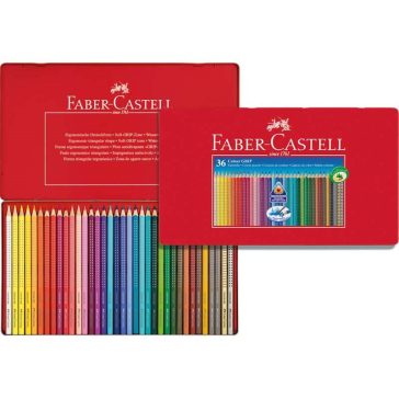   Színes ceruza FABER-CASTELL Grip háromszögletű fémdobozos 36 darabos