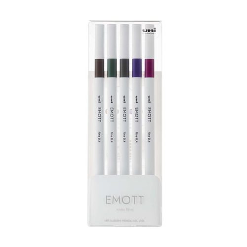 Tűfilc UNI EMOTT 5 darabos 0,4mm (sötétbarna, khaki,  szürke, lila, ametiszt)
