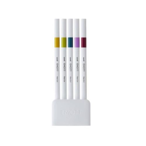 Tűfilc UNI EMOTT 5 darabos 0,4mm (szalmasárga, almazöld, kékeszöld, írisz lila, vörösbor)