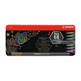 Filctoll STABILO Pen 68 metallic 8 darabos fémdobozban